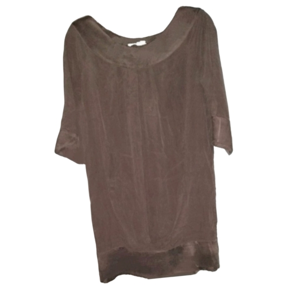 Silk Diane von Furstenberg Stretchy Dress Brown Mini Tunic Blousy Loose Fit Sz 2 - Picture 1 of 12